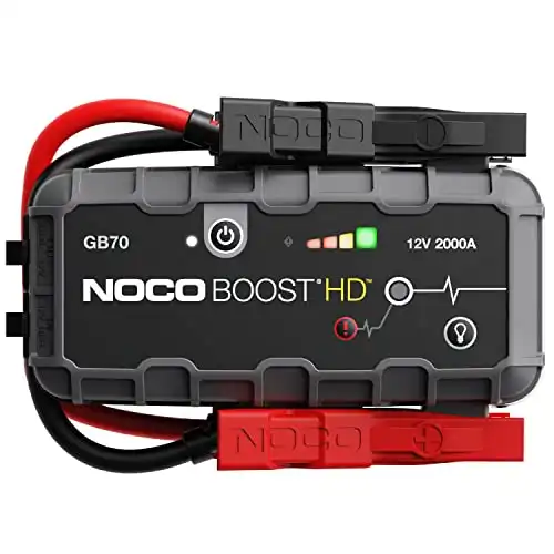 NOCO Boost HD GB70 2000A UltraSafe Car Battery Jump Starter, 12V Battery Booster Pack, Jump Box, Portable Charger and Jumper Cables for 8.0L Gasoline and 6.0L Diesel Engines, 7.4"Dx3.7"Wx12....