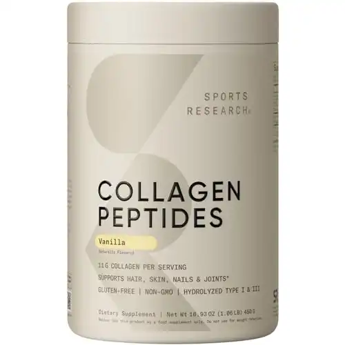 Sports Research Collagen Peptides - Hydrolyzed Type 1 & 3 Collagen Powder Protein Supplement for Healthy Skin, Nails, & Joints - Easy Mixing Vital Nutrients & Proteins, Collagen for Women ...